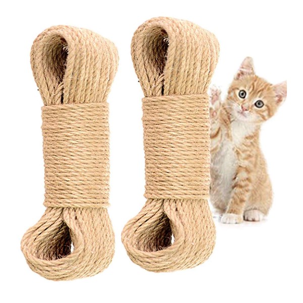 2 Pack Cat Natural Sisal Rope for Scratching Post Tree
