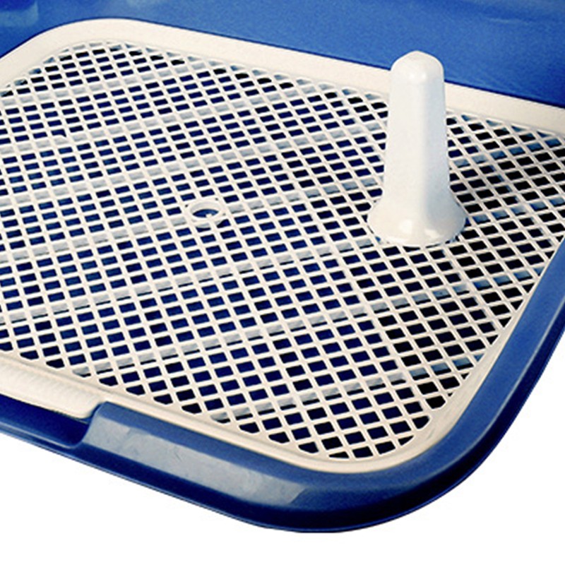 Dog Potty Tray with Raised Fences Removable Mesh Grid Pad