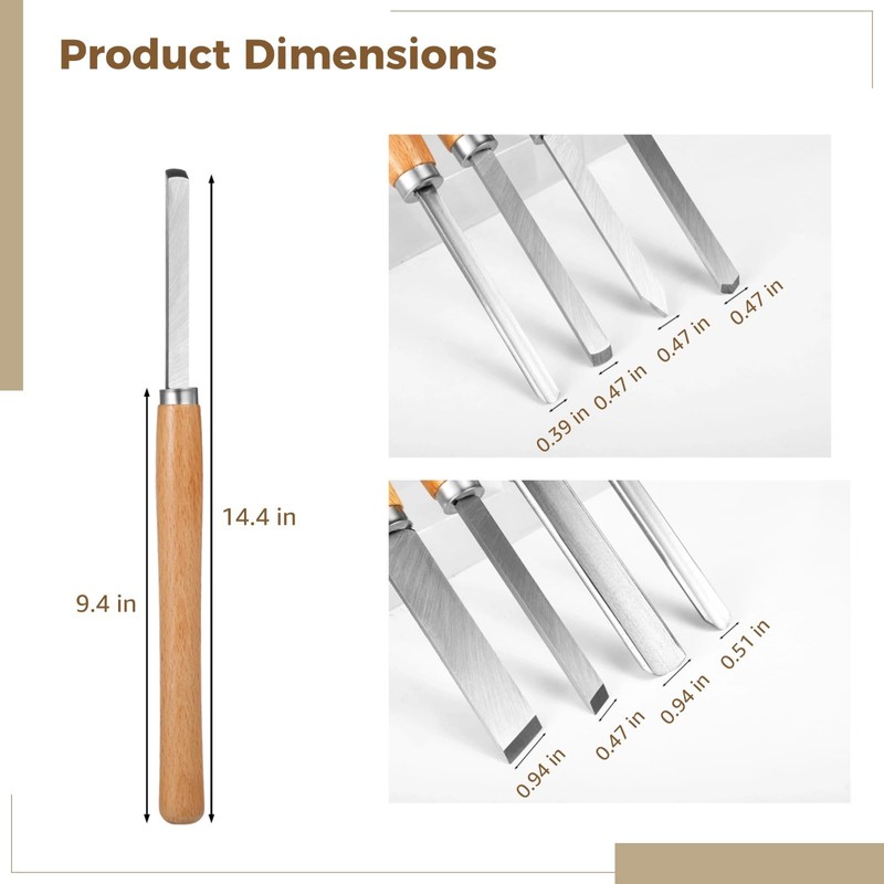 8 Pcs Wood Lathe Tools - Wood Turning Tools for