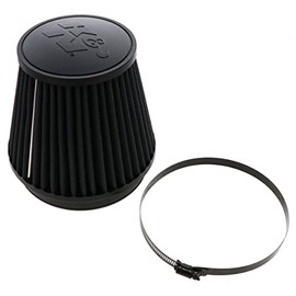K&N Dryflow Lifetime Universal Clamp-On Air Filter: Dry Synthetic, Washable, Oil-Free: Flange Diameter: 6 In, Filter Height: 6 In, Flange Length: 1 In, Shape: Round Tapered, RU-3102HBK