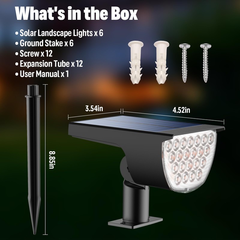 GKGG Solar Lights Outdoor Waterproof IP65, 76 LED 3 Lighting