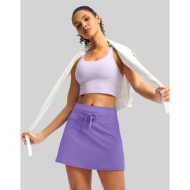 Soothfeel - Faldas de tenis para mujer, falda atlética de cintura alta, con pantalones cortos, bolsillo para pickleball, entrenamiento, correr, casual, Lavanda, XX-Small