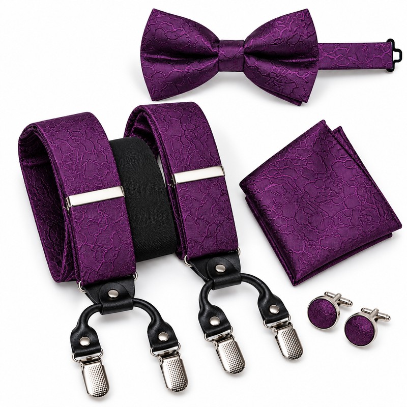 Men's Paisley Suspenders and Bow Tie Set for Formal Wear