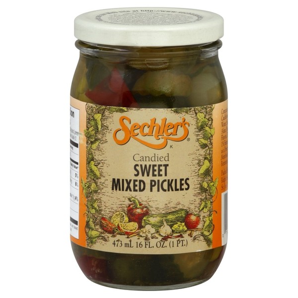 Sechler's Candied Sweet Mixed Pickles, 16 Ounce (Pack of 6)