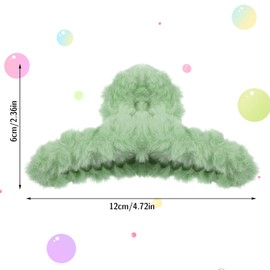 Opopark 9 PCS Fluffy Plush Hair Claw Clips Big Faux Fur Hair Claw Large Super Grip Hair Clips Shark Jaw Clamp Colorful Hair Clips for Women Girls Hair Accessories