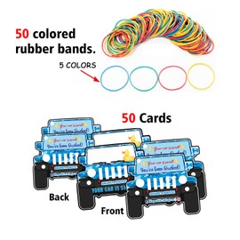 You've Been Ducked, Duck Tags, Duck Ducking Game Card, Car Shap with Blue Camouflage Design Duck Tags, 50 Cards and 50 Rubber Bands