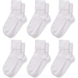 Jefferies Socks Womens Smooth Seamless Turn Cuff Dress Work Casual Socks 6 Pair Pack (Sock Size 10-12 - Shoe Size 9-13, White)