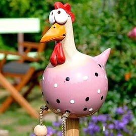 OWOAOOwl Ceramic chicken garden decoration, handmade garden statue, decorative hen garden stake, garden decoration, chicken decoration, garden figure, garden decoration, resin statue, farm, balcony,