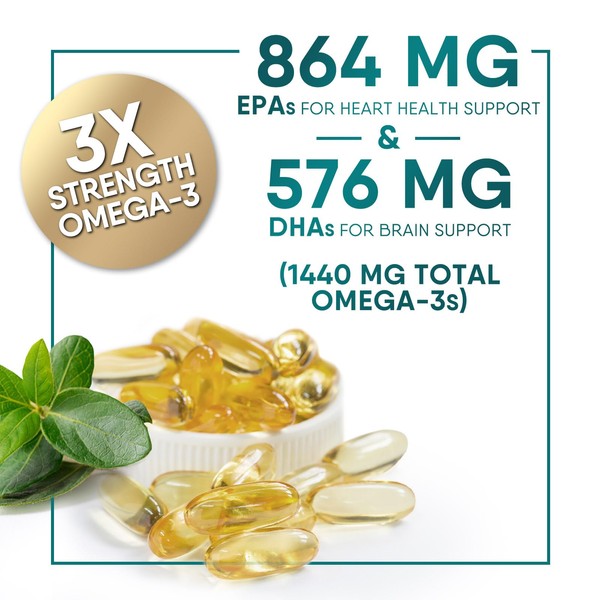 Nature's Choice Omega 3 Fish Oil 2400 mg Supplement, Triple