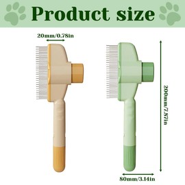 IKOPFLN 2 Stück Fellblitz Bürste Selbstreinigende Haustierbürste für Lang- und Kurzhaarpflege, Krallenpflege für Hunde und Katzen, Ein-Knopf-Reinigung, Massagen（Gelb und Grün）