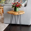 WELLAND Live Edge Side Table with Hairpin Legs, Natural Edge