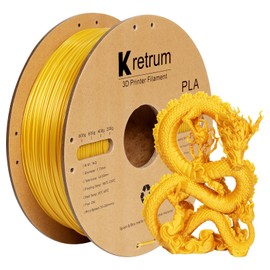 Kretrum PLA Filament 1.75 mm 3D Printer Filaments Cardboard Spool Refills 1 kg Widely Compatible for Most FDM 3D Printers Fits ELEGOO Anycubic FlashForge Creality Bambu Prusa ect. Gold