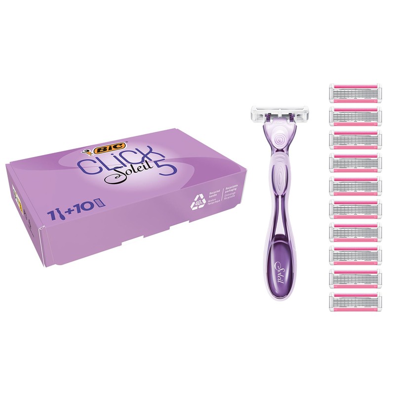 Bic Click 5 Soleil Refillable Women's Razor, 40% Recycled Plastic