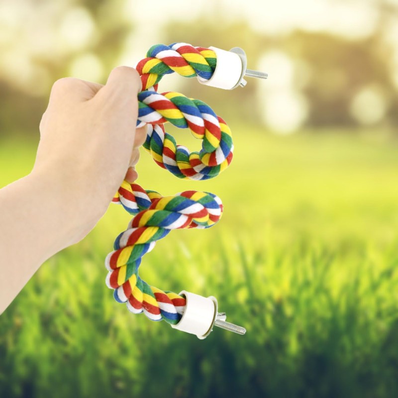 Bird Bungee Climbing Swing - Colorful Parakeet Rope Perch (23.6