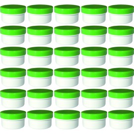 30 ointment containers, cream containers, flat ointment jar, 60 ml capacity with green lids, made in Germany