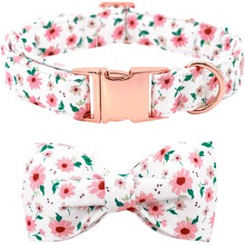 Bobo Rainbow Dog Collar - Floral Dog Collar Bows for Dogs Bowtie Adjustable Dog Collar Girl Pet Gift Spring Dog Collar for Medium Small Large Dogs