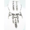 DESIGNER INSPIRED 17in CLEAR MULTI CRYSTAL SILVERTONE VICTORIAN JEWELERY SET