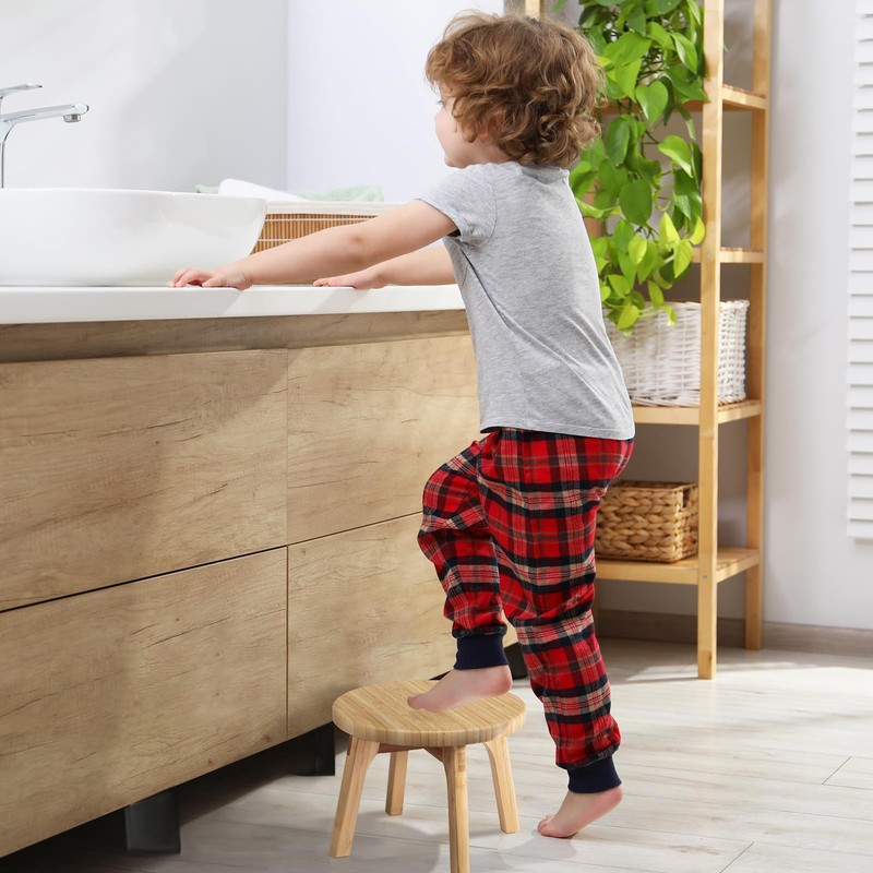 GOBAM Bamboo Step Stool, 7.3 inches - Sturdy Foot Stool
