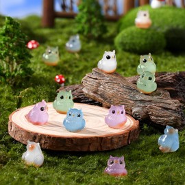 Weysat 100 Pcs Mini Resin Owls Luminous Tiny Resin Owls Glow in The Dark Miniature Figurines Fairy Garden Accessories Supplies Animals for Garden Micro Landscape Plant Pots Bonsai Craft Decor