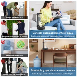 Dispensador de Agua Potable con USB Carga,Luz Nocturna y Indicadora,1800mAh,Salida Ajustable 125°,Regulación de Nivel de Agua de 7 Posiciones,Bomba de Agua de Escritorio,Adecuado Para Cocina y Oficina