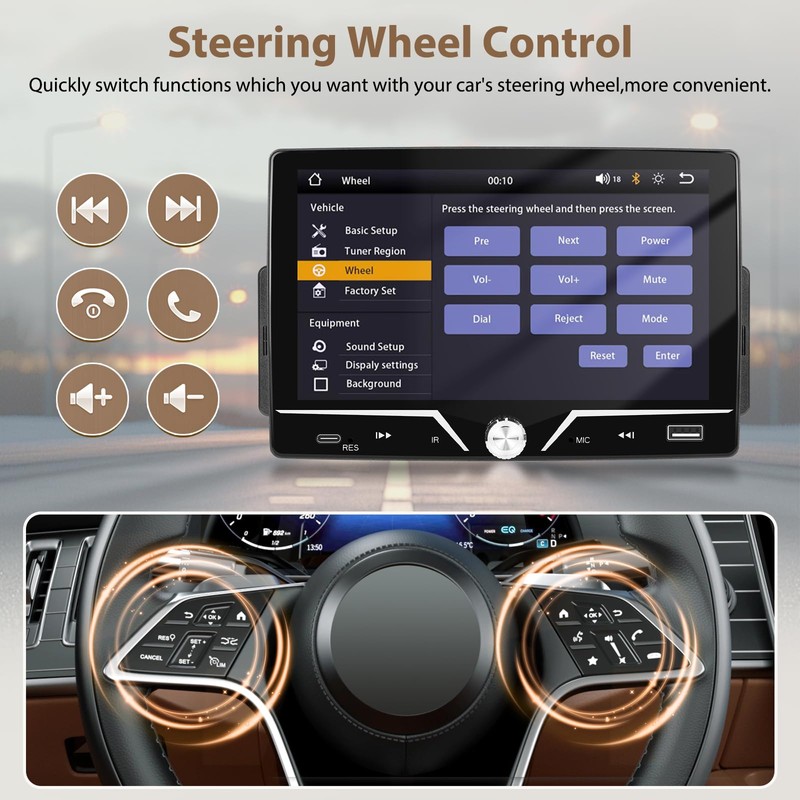 Motorsi Single Din Car Stereo with Carplay & Android Auto,