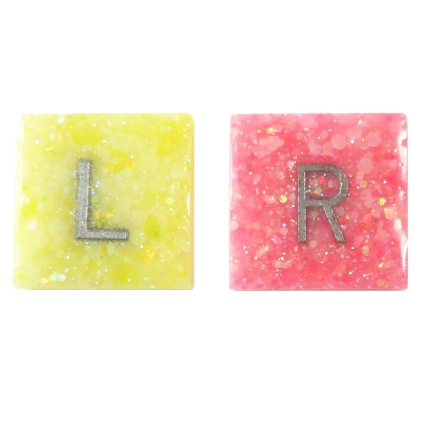 X-Ray Markers - Pastel Yellow and Coral Glitter Epoxy Resin