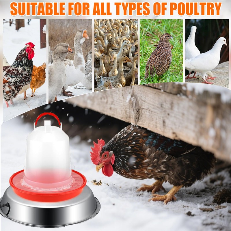 12in Chicken Warer Heater for Winter,5 Gallon Chicken Water Heated