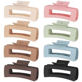 CHANDAT-Pinzas para el pelo grandes de 4,1 pulgadas, 8 piezas, pinzas rectangulares grandes para el pelo grueso, pinzas antideslizantes, pinzas acríli