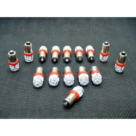 Lumiglow 15 BRIGHT Red 5 LED Instrument Panel Dashboard Lights Bulbs BA9S 53 1815 1895 GM