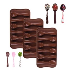 Bamutu Spoon Shape Molds 3 PCS-6 Cavity Chocolate Candy Gummy Molds Food Grade Chocolate Ice Jelly Silicone Mold Homemade Cupcake Candy Bake Ware Baking Tools