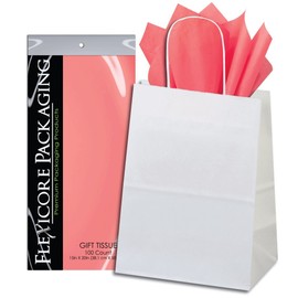 5ct White Paper Gift Bags + 10ct Gift Tissue