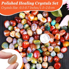 ATB-Foger 250g Natural Colored Agate Stone Polished Healing Crystals Set (1-2 cm) Multi Purpose DIY Handmade Material, Home Decoration, Gardening and Landscaping, Rainbow Colored Energy Crystal