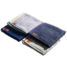 OSTD plus Towel Handkerchief, Hand Towel, 9.8 x 9.8 inches (25 x 25 cm), Dot Gauze x Pile, 4 Colors Set (Navy, Grayish White, Linen Beige, Charcoal)