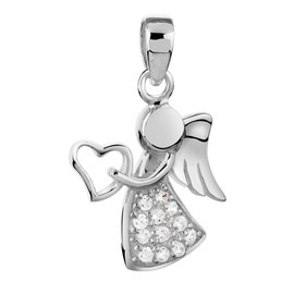 Nenalina Angel Pendant with Heart in 925 Sterling Silver for Women's Necklace or Necklace, 262455-919, Sterling Silver, No Gemstone