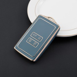 Car Key Case Fit for Renault Fluence Duster Megane Kadjar Clio 4 Button Key Cover TPU Protector Replacement (Grey)