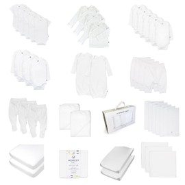HonestBaby unisex baby 50-piece Oh Organic Cotton in a Box Gift Sets, Pure White, Newborn US