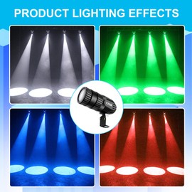 Led Pinspot Light, Czgor 15W Disco Ball Spotlight, RGBW 4 in 1 Mirror Ball Lights with Remote Control, Super Bright LED Pin Spot Light for Parties DJ Club Bar Wedding, RGBW, 2 Pack