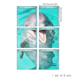 vipolish 6Pcs Bathtub Stickers 3D Stereoscopic Dolphin Pattern Bath Treads Sticker DIY Anti Slip Safety Shower Bath Tub Decals Adhesive Bath Tub Tattoos Tub Appliques 5.9 x 5.9 inch