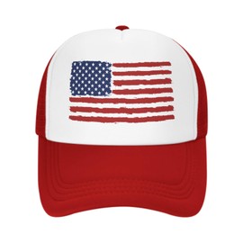 American Flag Trucker Hat USA Patriotic Baseball Cap Mesh Snapback Hats for Men Women 4th of July Memorial Day Independence Accessories Red