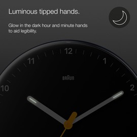 Braun BC26B-DCF Classic Radio Controlled Wall Clock Central European Time Zone (DCF/GMT+1) with Swivelling Mechanism, Easy to Read 23 cm Diameter in Black