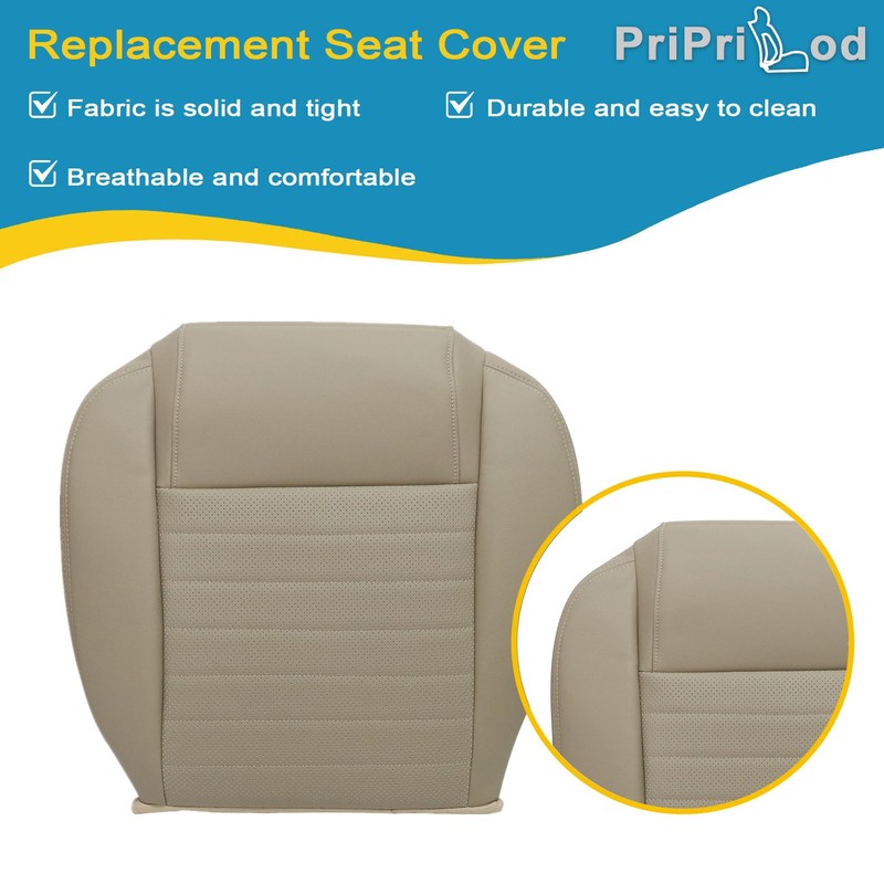 Priprilod Perforated Tan Driver Side Bottom Replacement Seat Cover Fit