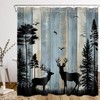 MYUSRE Rustic Cabin Deer Shower Curtain Set with Bathroom Rugs,