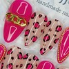 Hot Pink Leopard Handmade Nail Tips - Oval S /