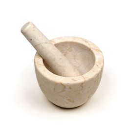 RSVP International Beige Marble Mortar & Pestle, 3 Ounce | Grind Spices, Powder Pesto, Mash Herbs, Crush Pills | Unique Marble Design