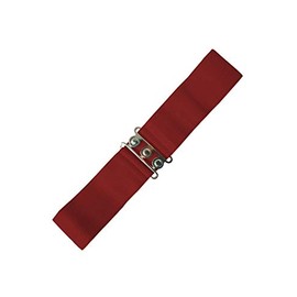 Banned Retro Vintage 1950's Elasticated Wide Nurse Belt - Burgundy (Small - UK 8-14)