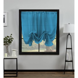 NetCurtainsUK Plain Voile Tie Blind Curtain Panels 140cm (55'') Wide x 140cm (55'') Drop (Teal),HWTB01
