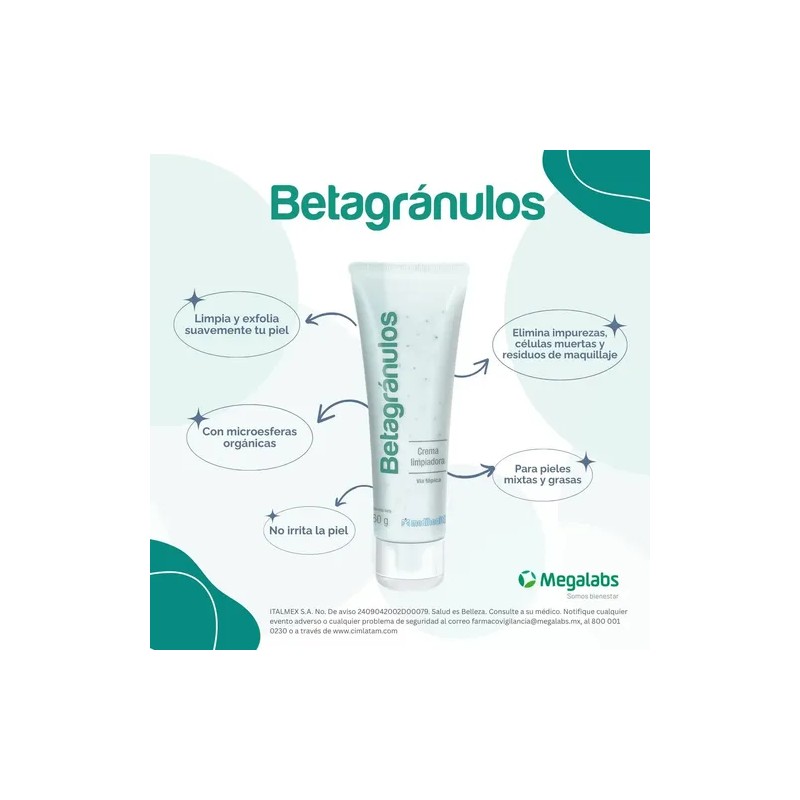 Medihealth Betagránulos crema limpiadora para piel grasa de 60 G