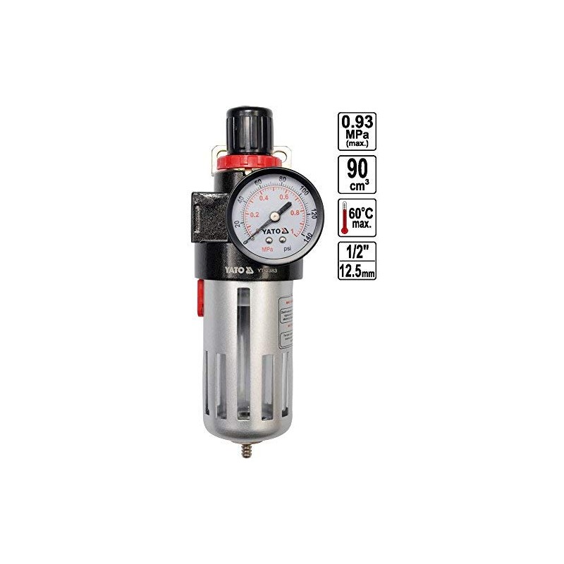 'Yato yt-2383 – Air Regulator with Gauge and Filter 1/2