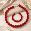 Zxcog Chunky Red Beaded Necklace for Women Adjustable 16MM Red