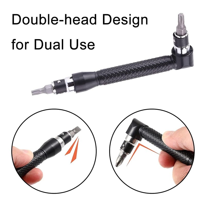 wirepool Double-Headed L-Shaped Socket Wrench Extension Handle Screwdriver 1/4'' Hex